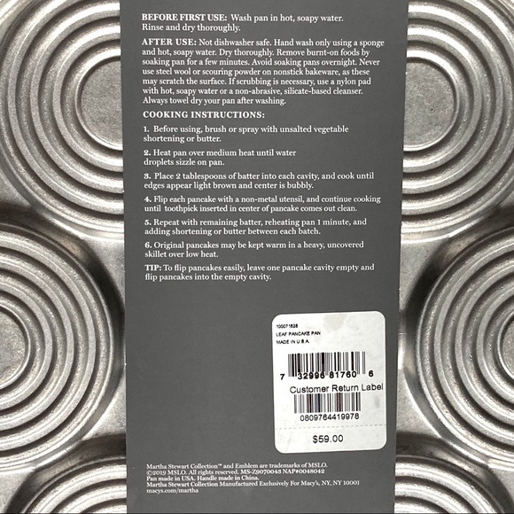 Martha Stewart Pancake Pan Mini Leaf Shapes Non Stick NEW - Picture 4 of 5